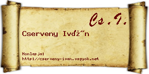 Cserveny Iván névjegykártya