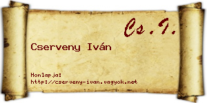 Cserveny Iván névjegykártya